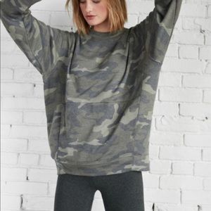 Express one eleven oversized camo sweatshirt